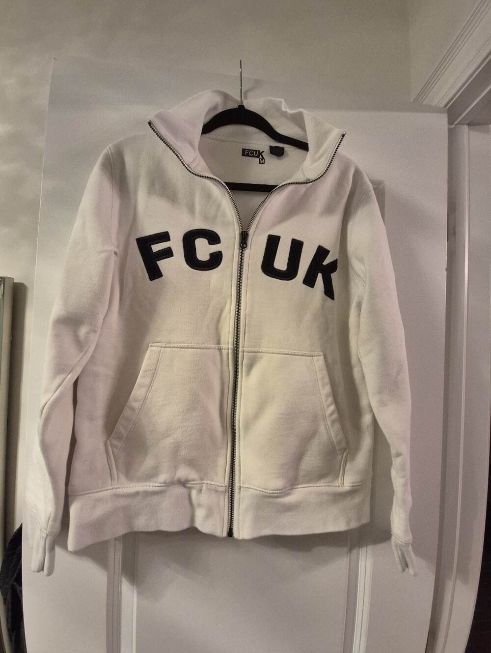 Mens FCUK White Zip-Up Sweater Jacket - French Connection M Zip-Up Sweater White